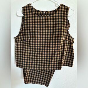 Checkered Sleeveless Top and Pants Set